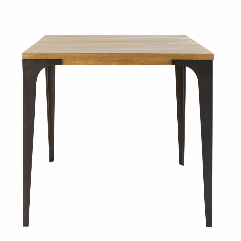 Mesa de comedor profesional industrial de mango claro L. 75 Estiloindustrial Negro Madera de Mango Maisons du Monde