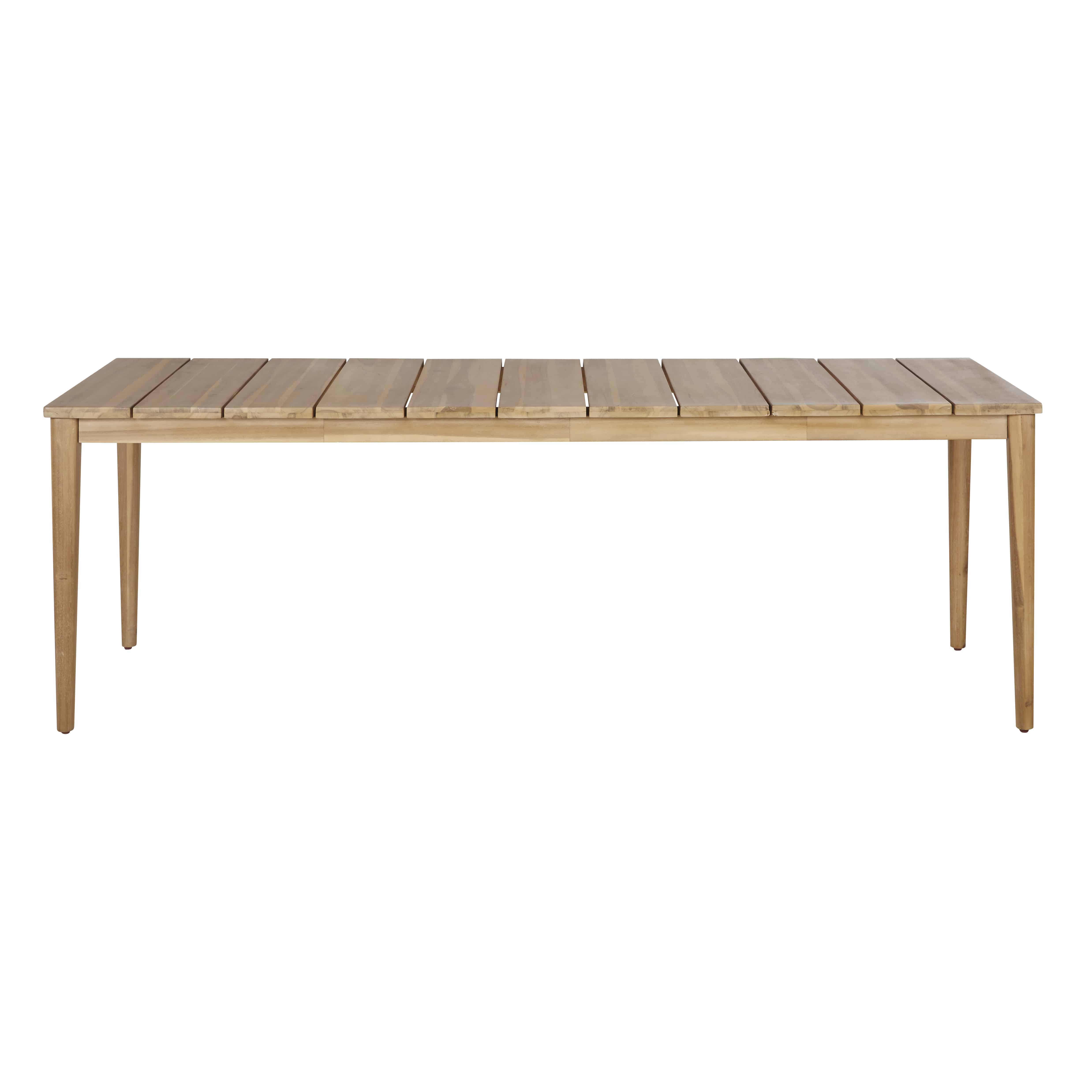 Mesa de comedor profesional para jardín de acacia maciza beige, 6/8 personas, L. 220 Estilo contemporáneo Maisons du monde