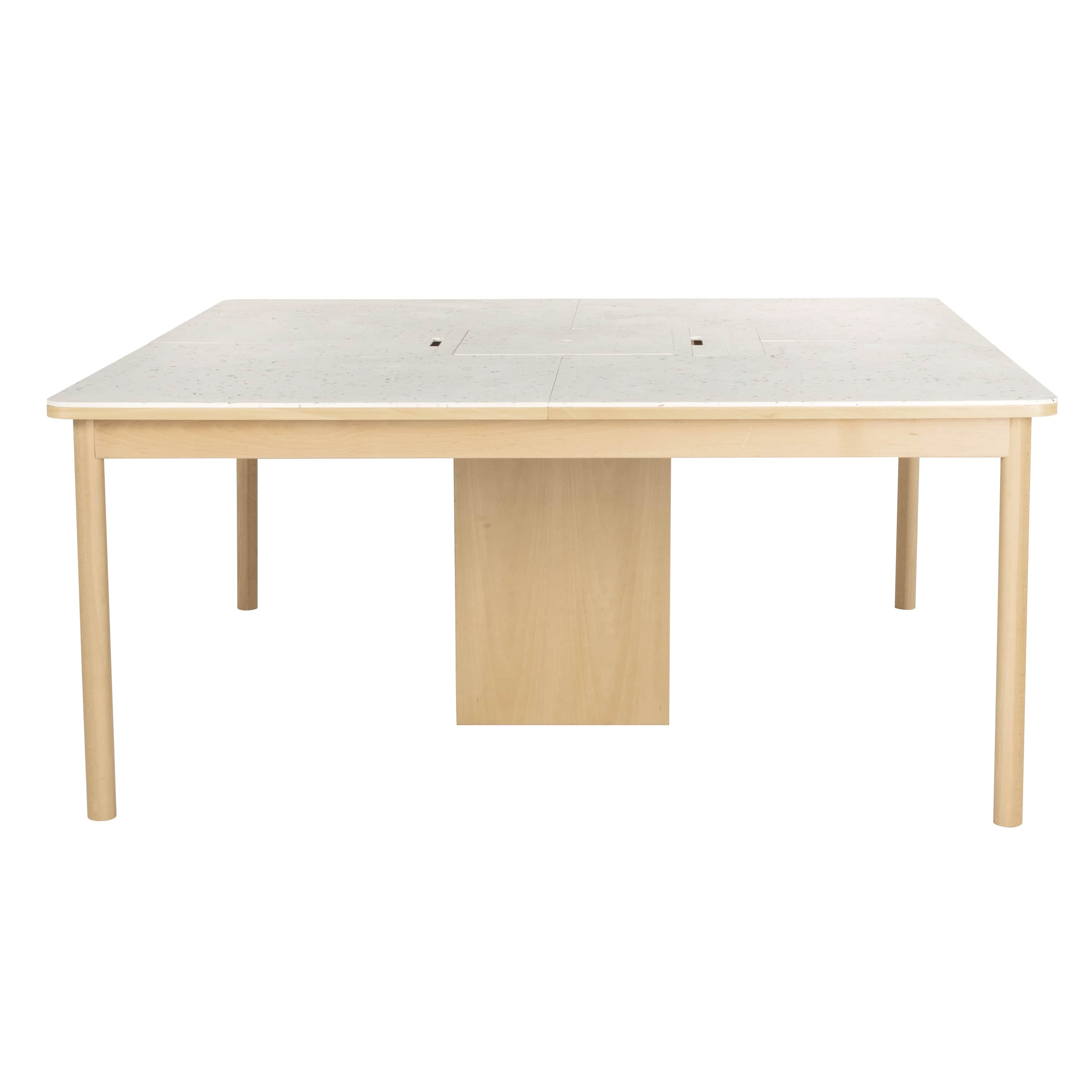 Mesa de reuniones profesional en beige y blanco de plástico reciclado Le Pavé con efecto terrazo para 6/8 personas, L. 180 Estilo contemporáneo