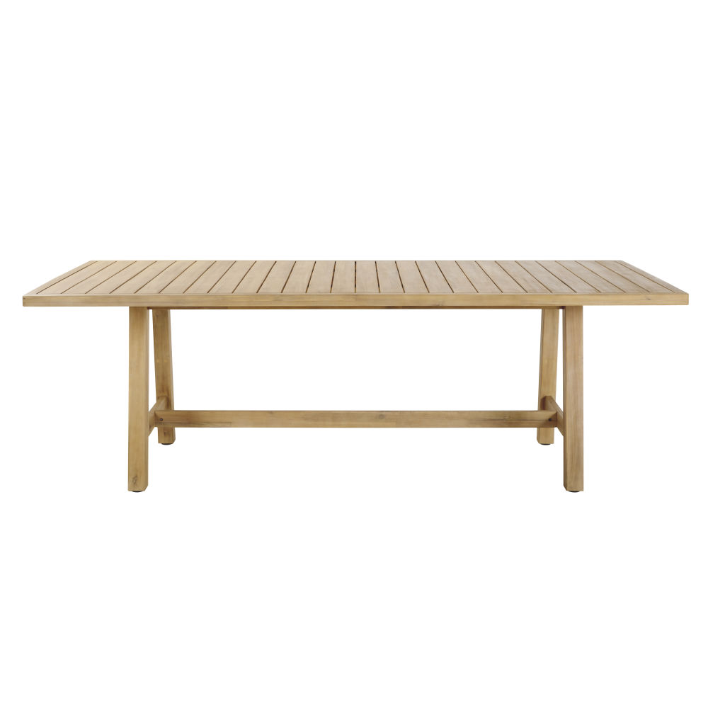 Mesa profesional de acacia efecto teca blanca, 6/8 personas, 230 cm Estiloexótico Beige Teca Maisons du Monde
