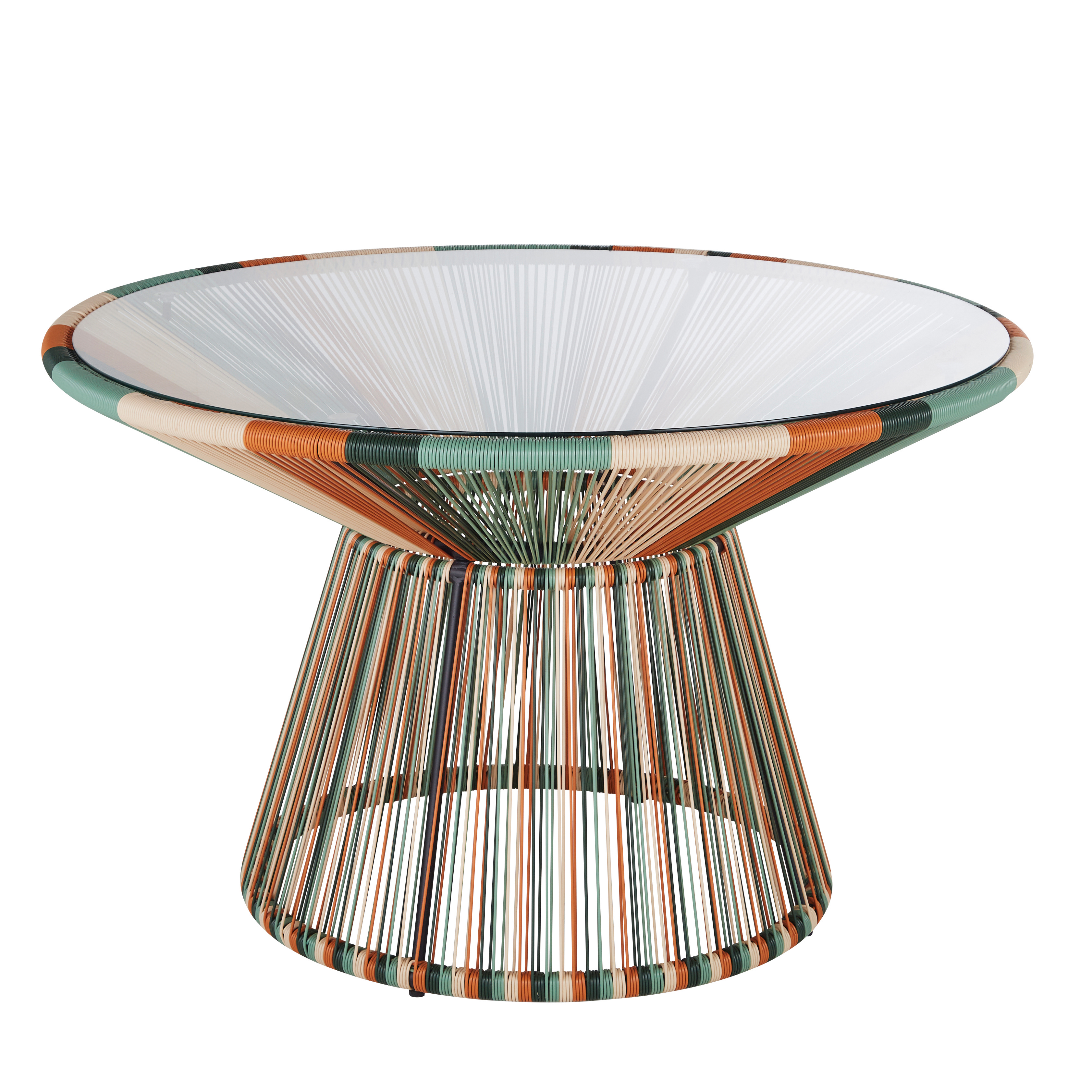 Mesa profesional de comedor de exterior para 4 personas de resina multicolor y cristal templado Estilo exótico Cristal Maisons du monde