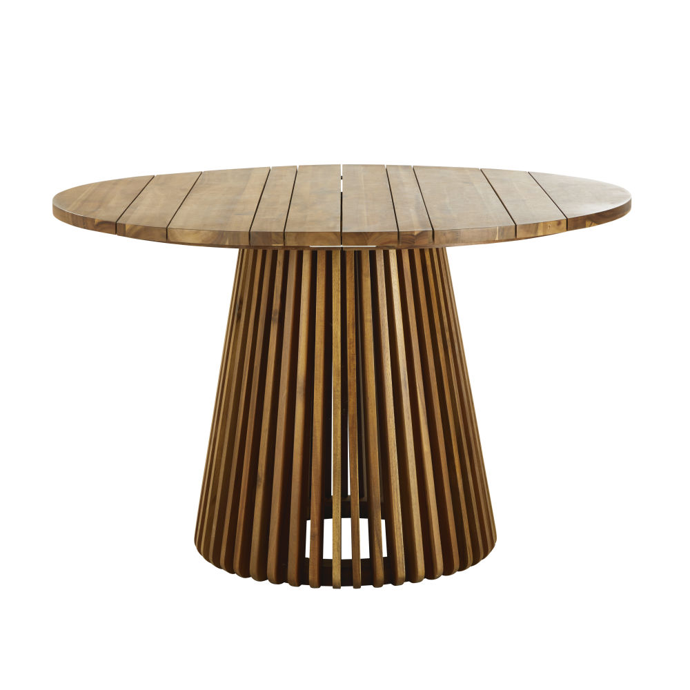Mesa redonda profesional de acacia para 6 personas, 120 cm diámetro EStilo exótico Maisons du Monde