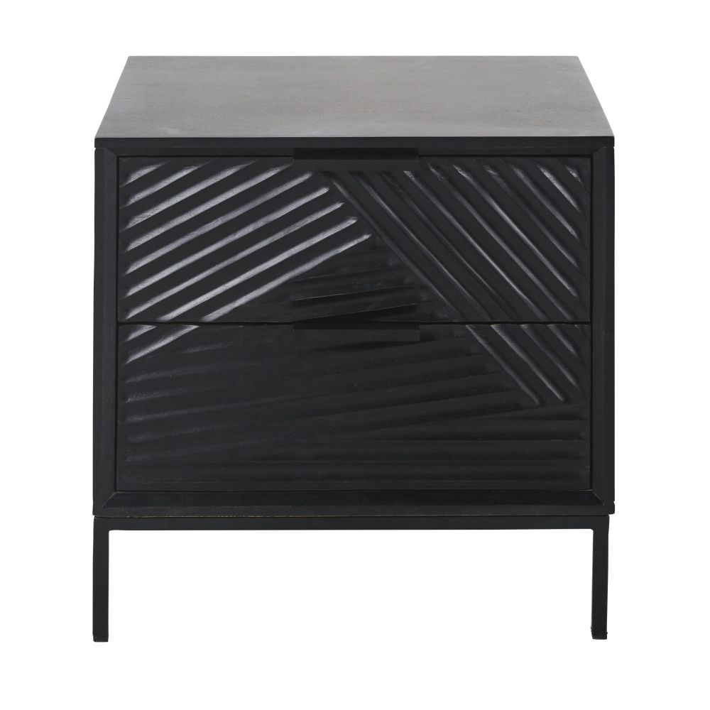 Mesita de noche profesional de mango macizo y metal negro Estiloexótico Negro Metal Maisons du Monde