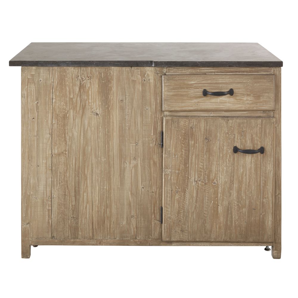 Meuble bas d'angle droit de cuisine 1 porte 1 tiroir en pin recyclé grisé (photo) Meuble bas d'angle droit de cuisine 1 porte 1 tiroir en pin recyclé grisé
