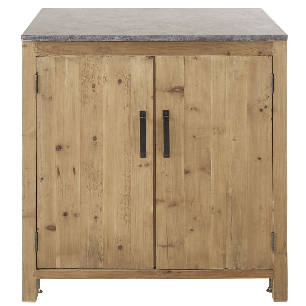 Meuble bas de cuisine 2 portes en pin recyclé effet vieilli (photo) Meuble bas de cuisine 2 portes en pin recyclé effet vieilli