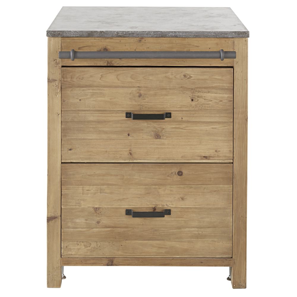 Meuble bas de cuisine 2 tiroirs en pin recyclé effet vieilli L70 (photo) Meuble bas de cuisine 2 tiroirs en pin recyclé effet vieilli L70