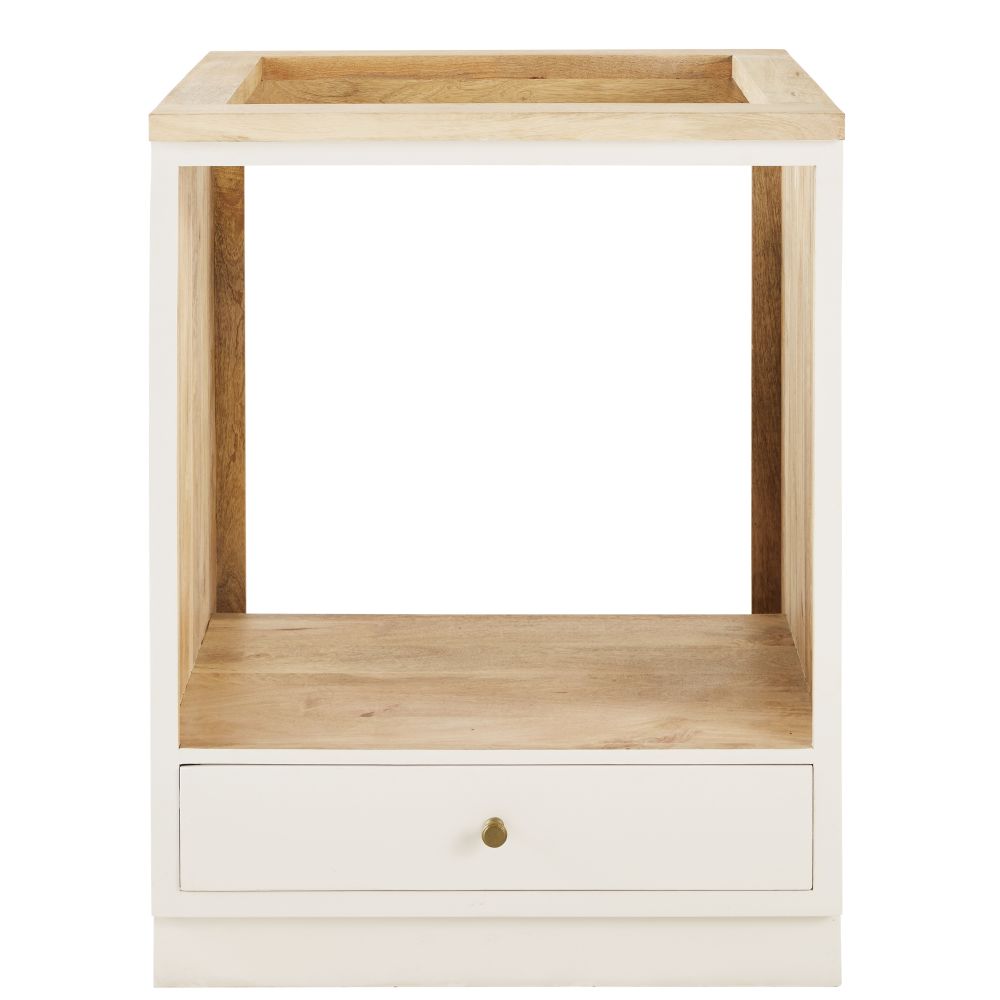 Meuble bas de cuisine pour four en manguier massif blanc Meuble bas de cuisine pour four en manguier massif blanc