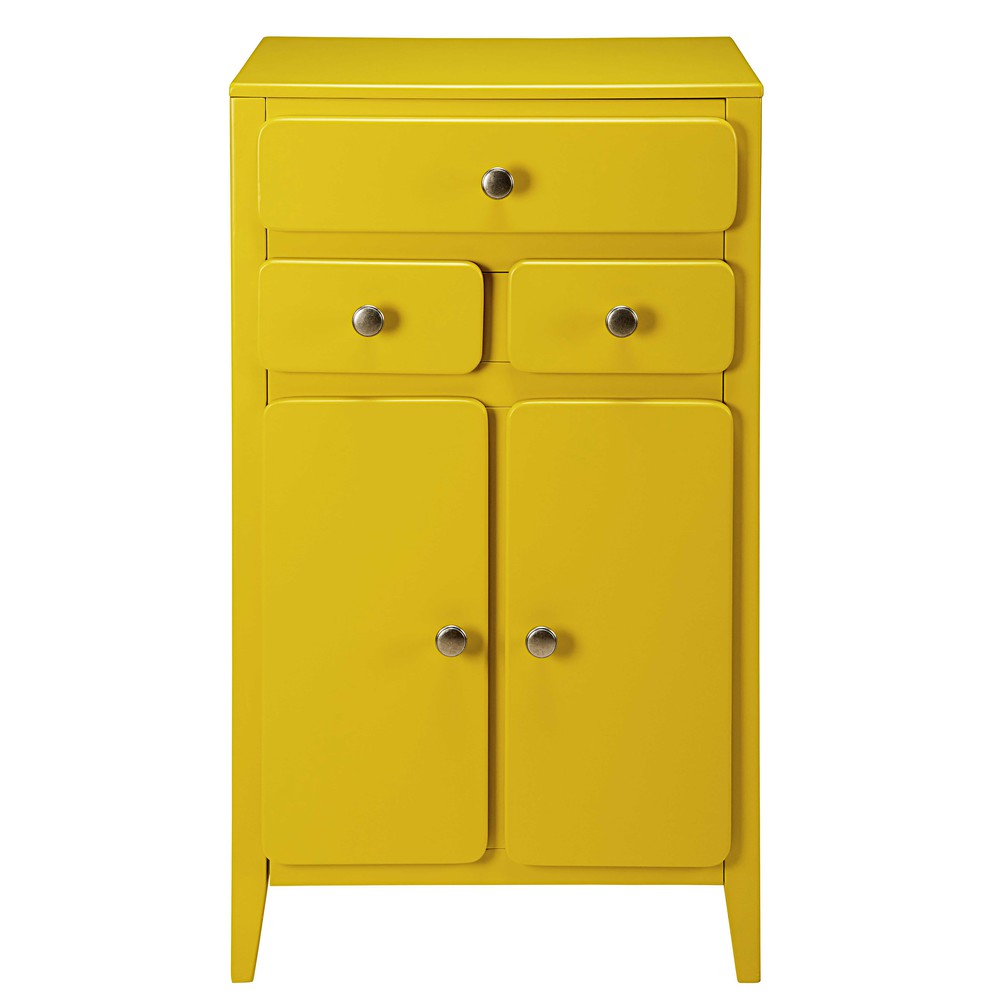 Meuble d'entrée 2 portes 3 tiroirs jaune moutarde Meuble d'entrée 2 portes 3 tiroirs jaune moutarde