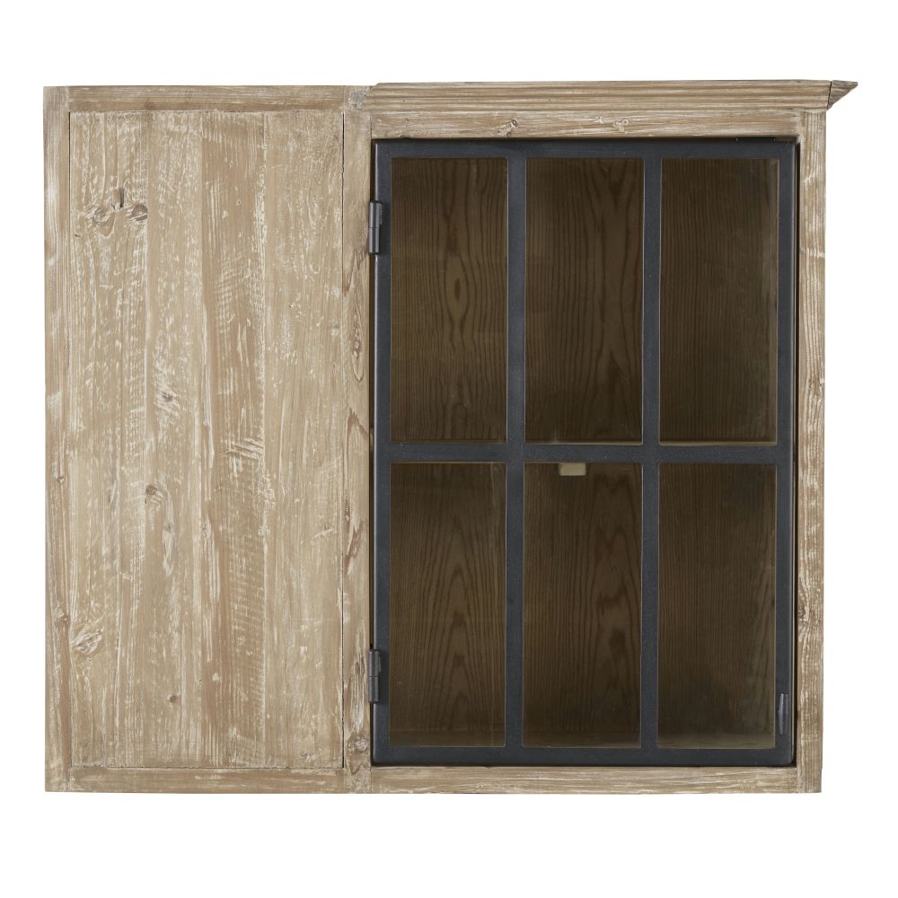 Meuble haut d'angle de cuisine 1 porte vitrée en pin recyclé Meuble haut d'angle de cuisine 1 porte vitrée en pin recyclé