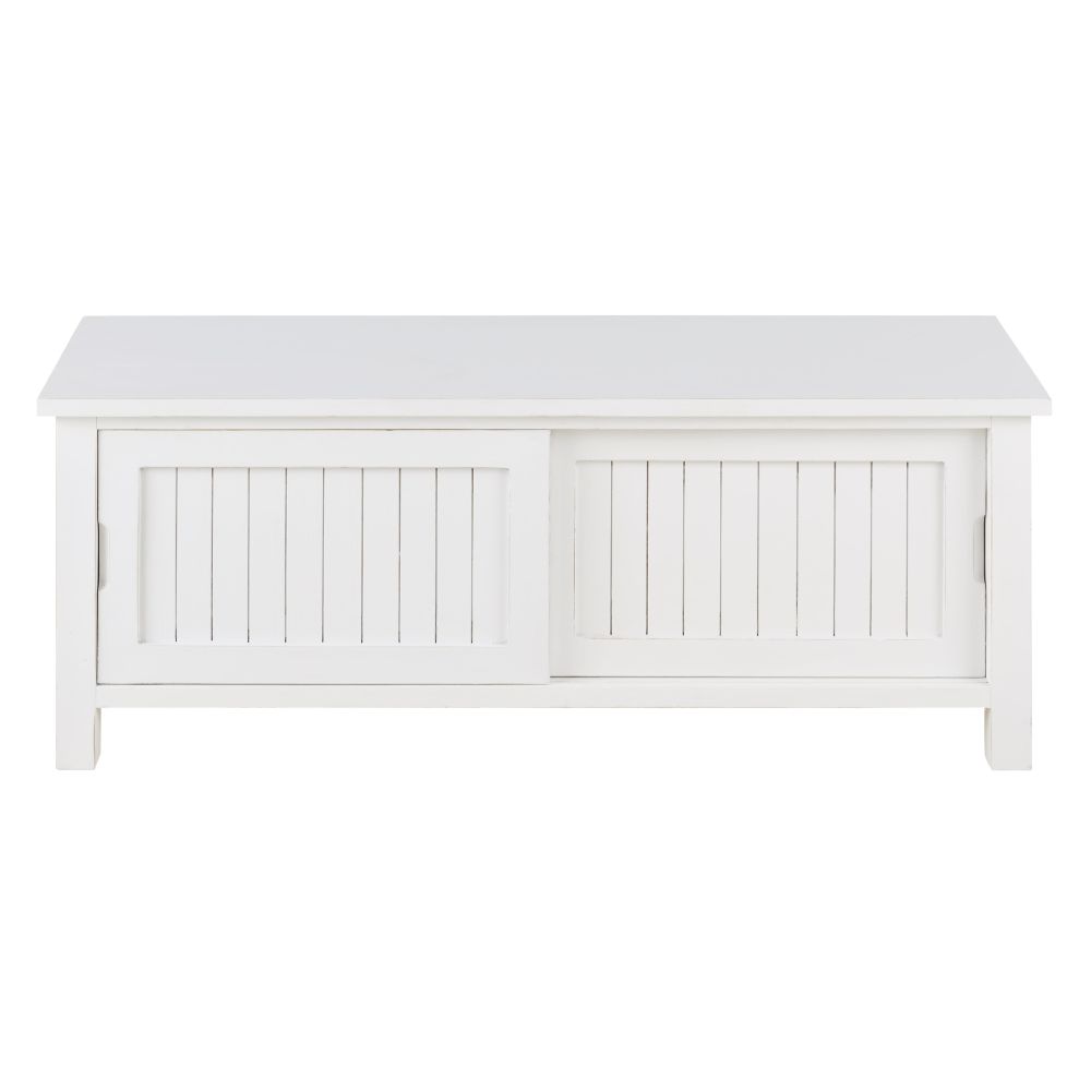 Meuble TV 2 portes coulissantes blanches Meuble TV 2 portes coulissantes blanches
