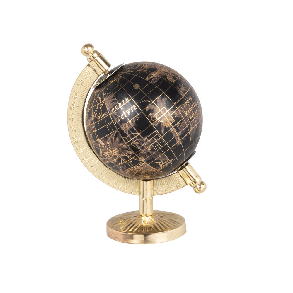 Mini globe terrestre carte du monde en métal noir et doré Mini globe terrestre carte du monde en métal noir et doré