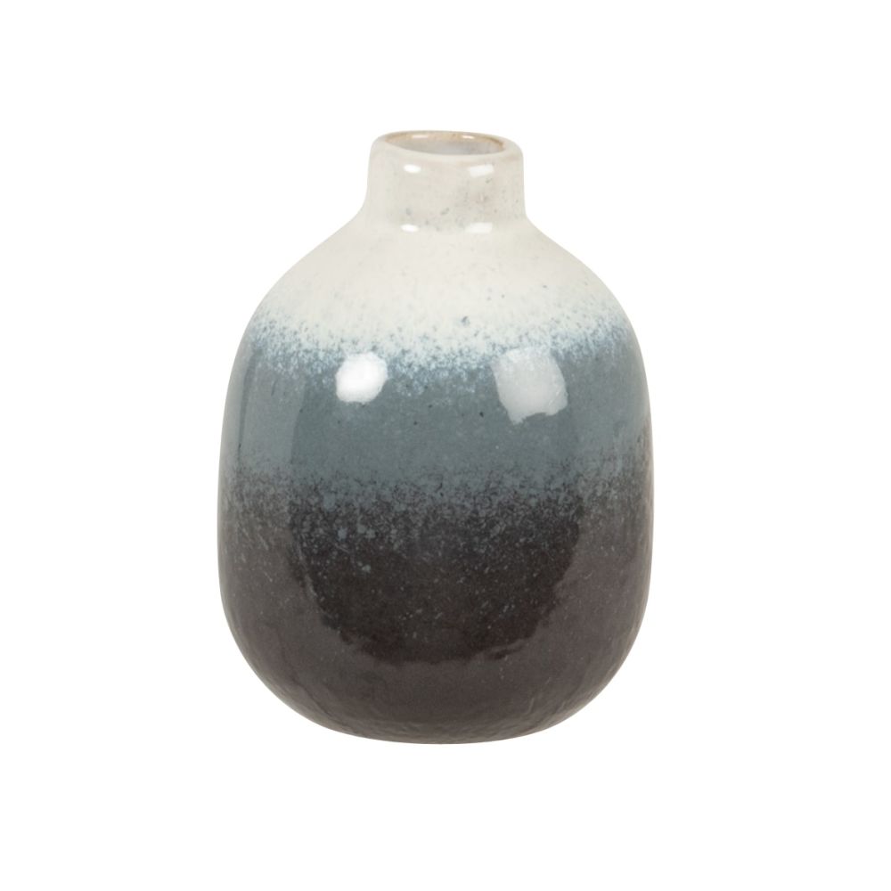 Mini vase en grès bleu et écru H11