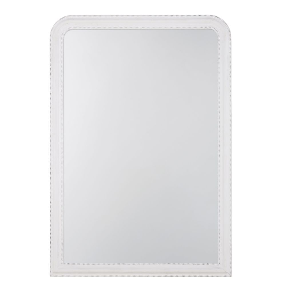 Miroir à moulures en bois de paulownia blanc 108x150