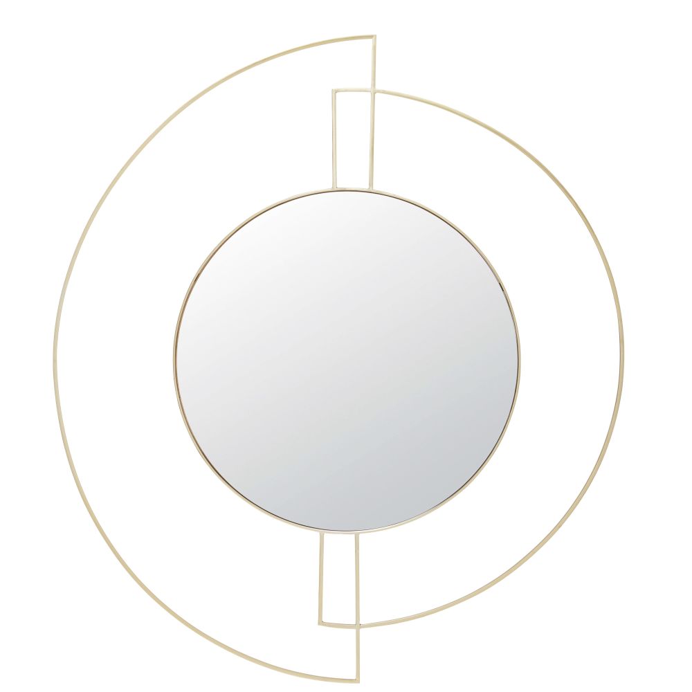 Miroir asymétrique en métal doré 117x109