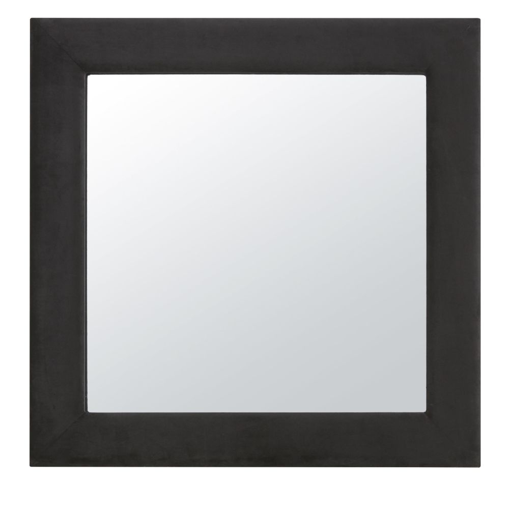 Miroir carré à encadrement en velours noir 100x100