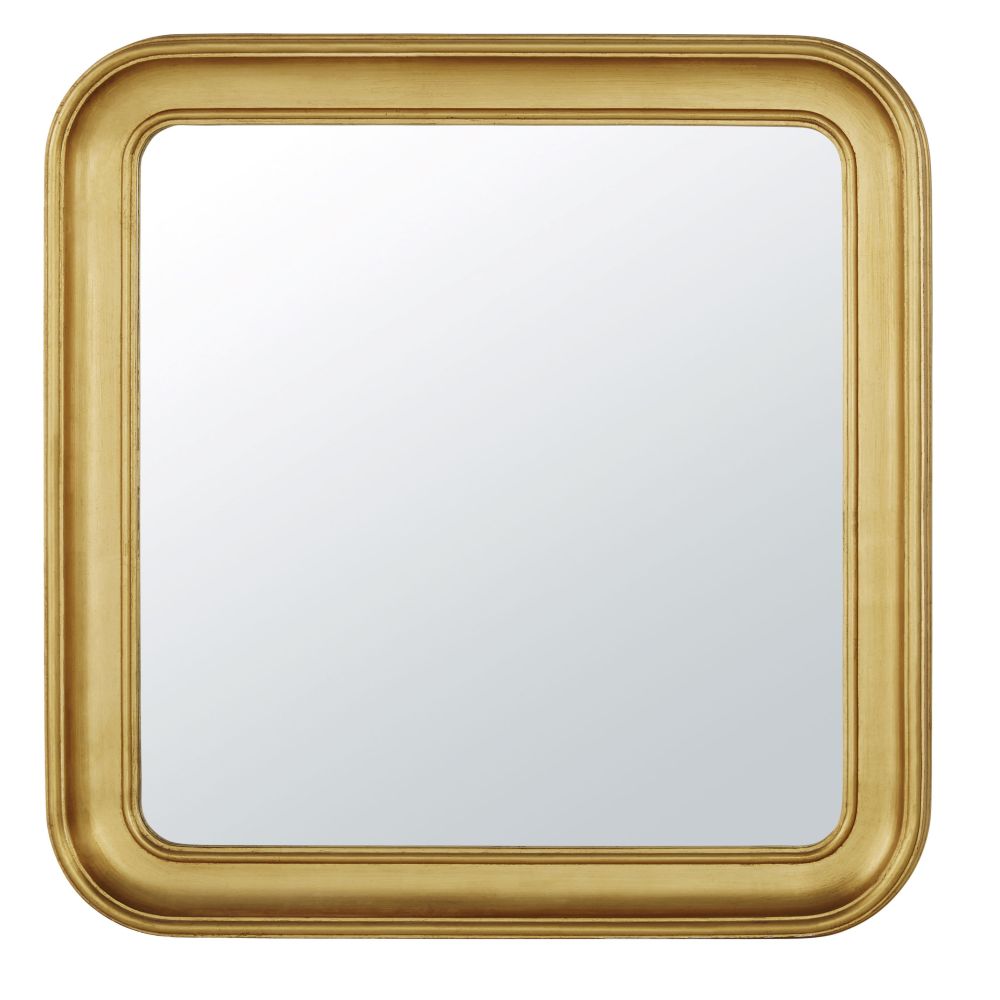 Miroir carré à moulures dorées 90x90