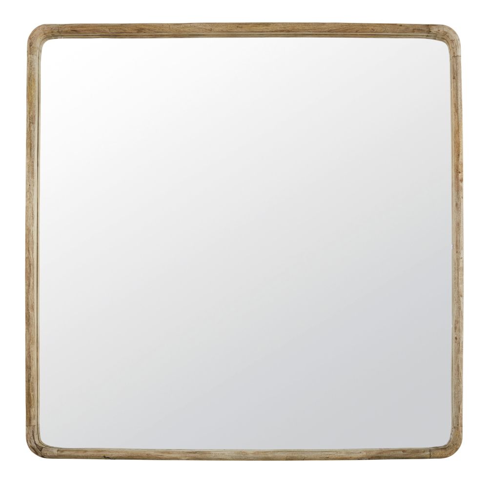 Miroir carré en bois de manguier marron 120x120