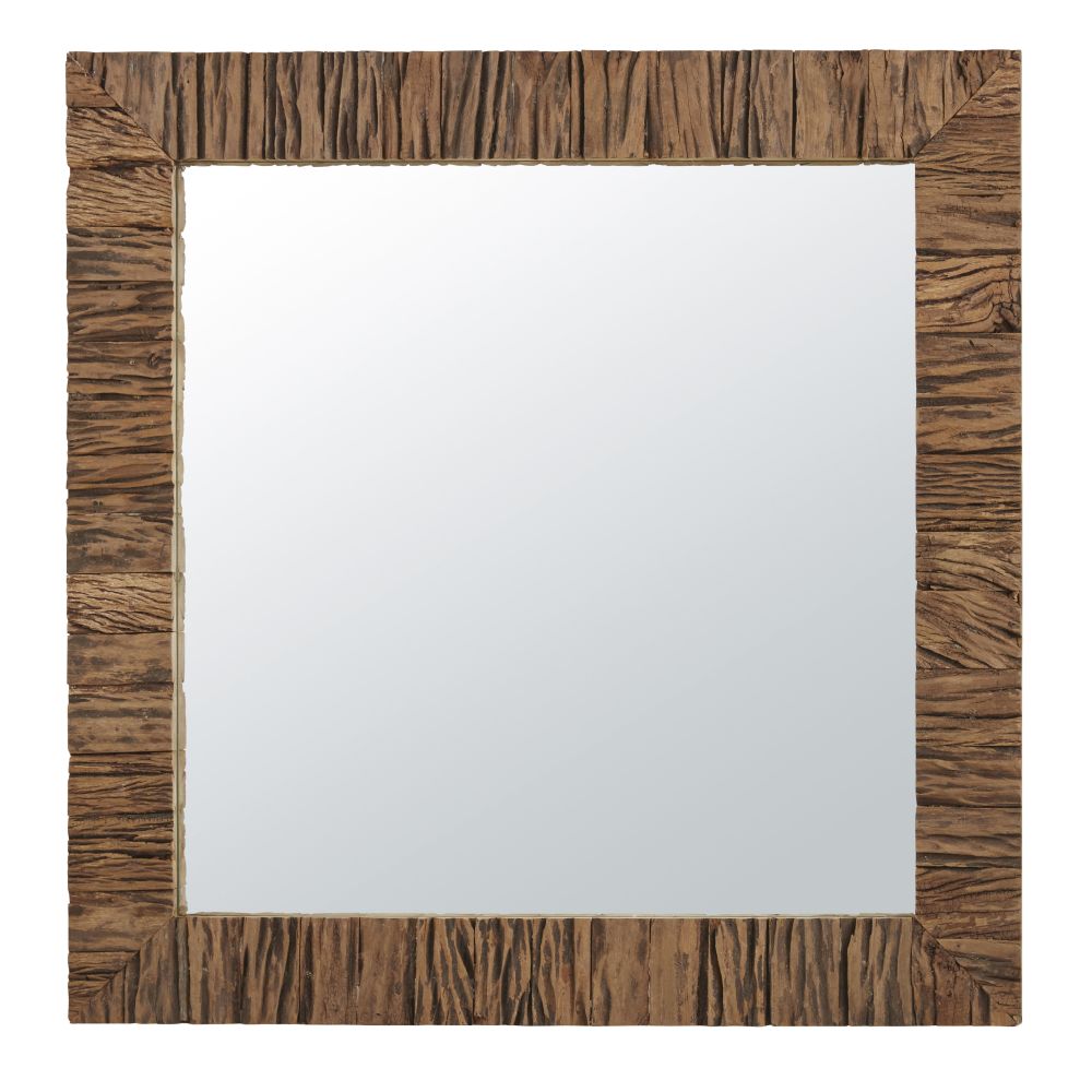 Miroir carré, encadrement en bois marron 110x110