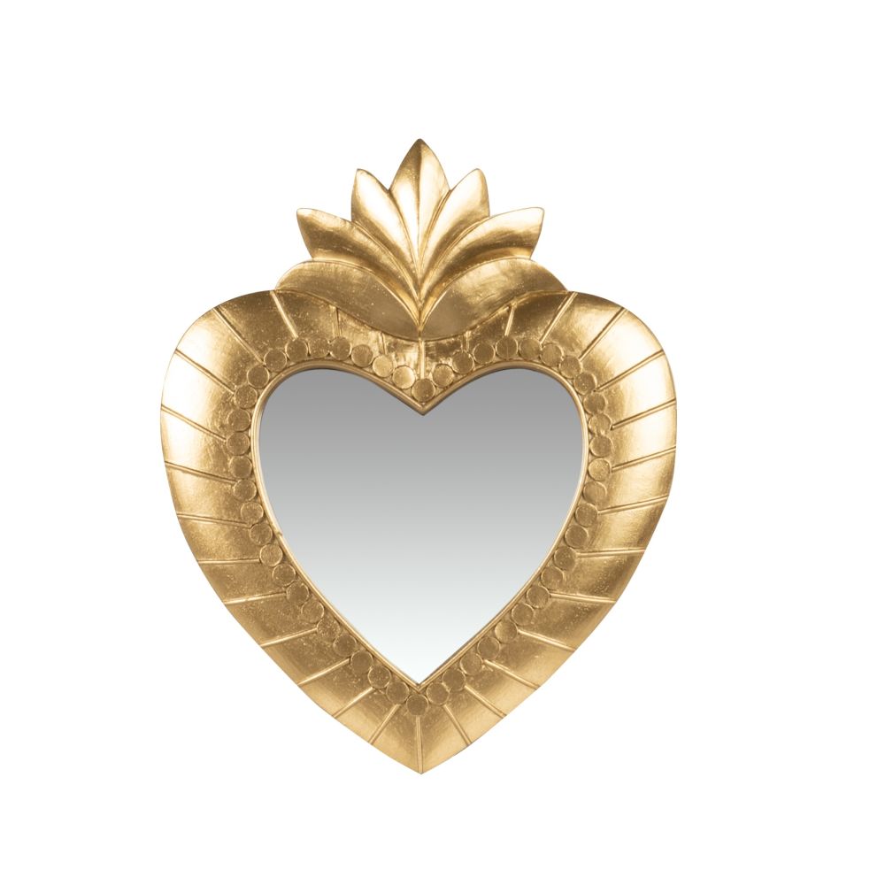 Miroir décoratif en forme de cœur, encadrement doré
