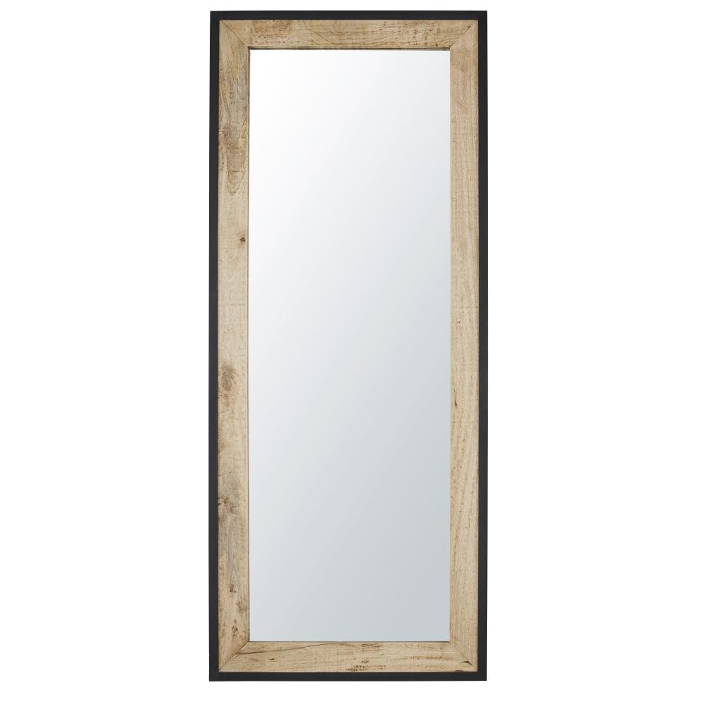 Miroir en bois de manguier et métal noir 70x170