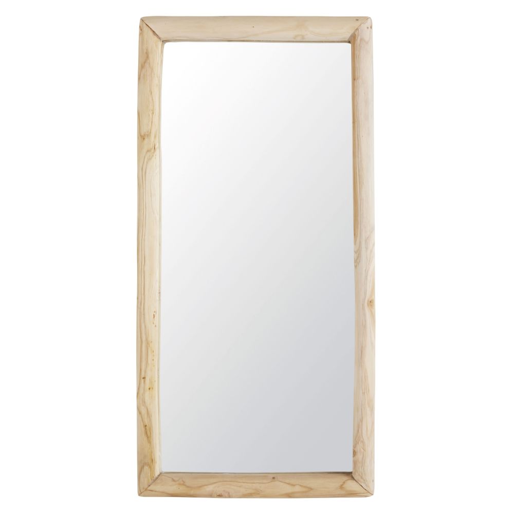 Miroir en bois de teck beige et marron 60x122