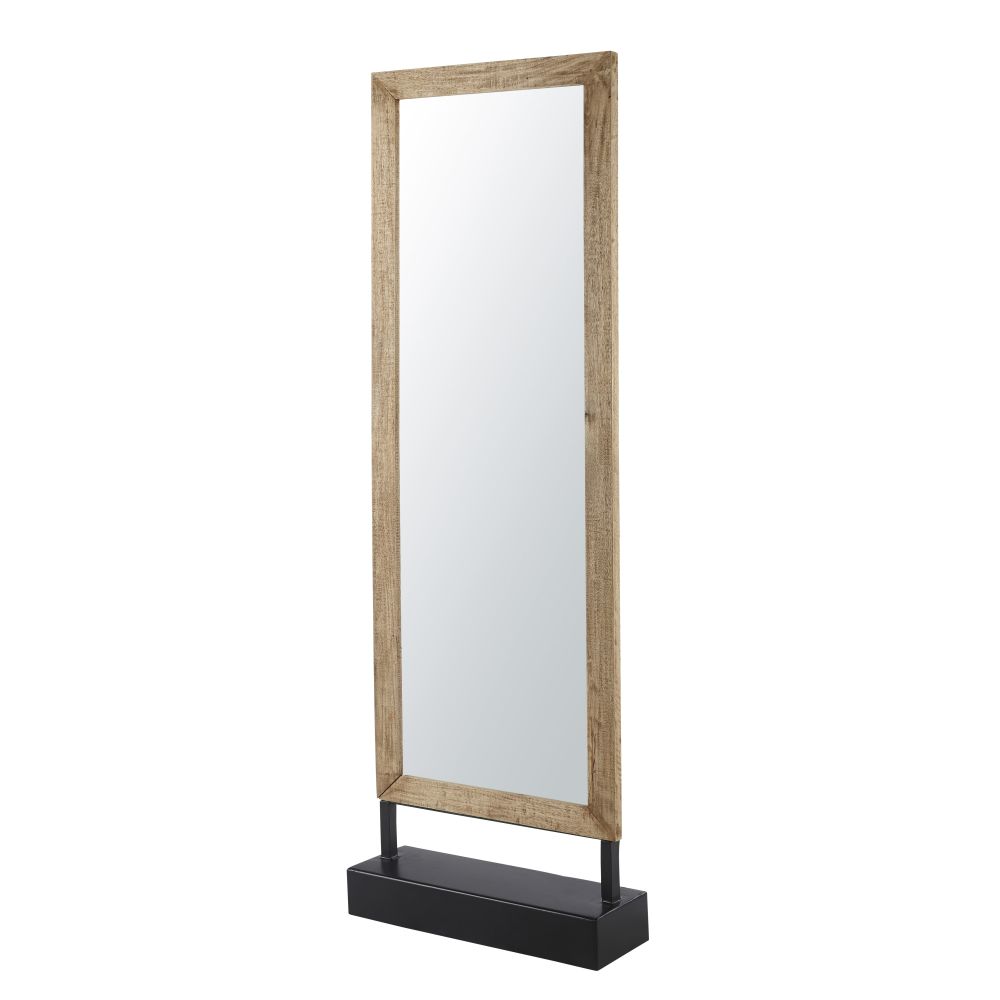 Miroir en manguier et métal noir 178x57 (photo) Miroir en manguier et métal noir 178x57