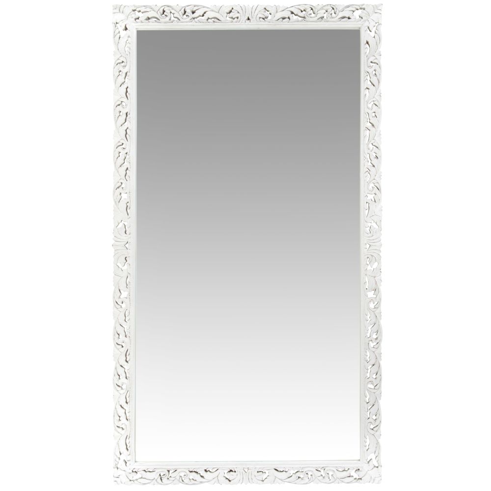 Miroir en manguier sculpté blanc 120x210 Miroir en manguier sculpté blanc 120x210