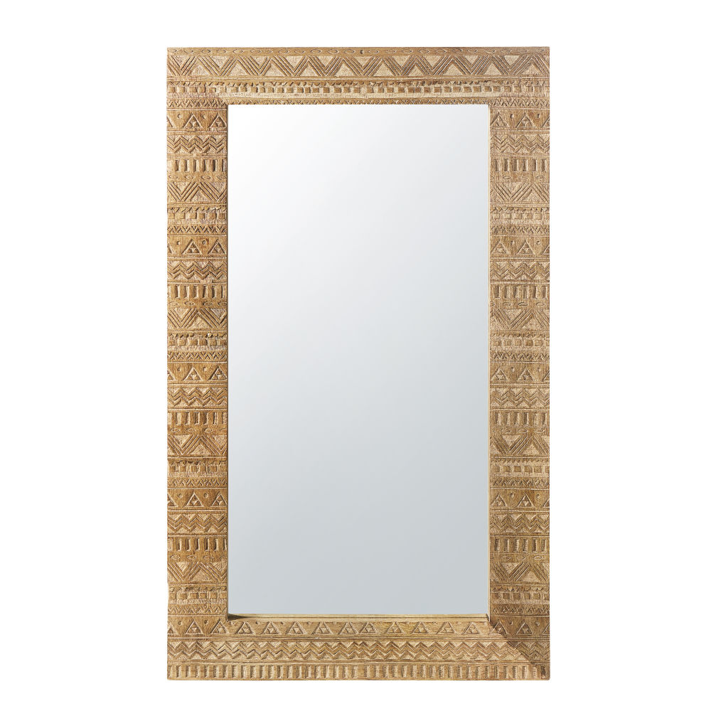 Miroir en manguier sculpté finition dorée 71x122 (photo) Miroir en manguier sculpté finition dorée 71x122