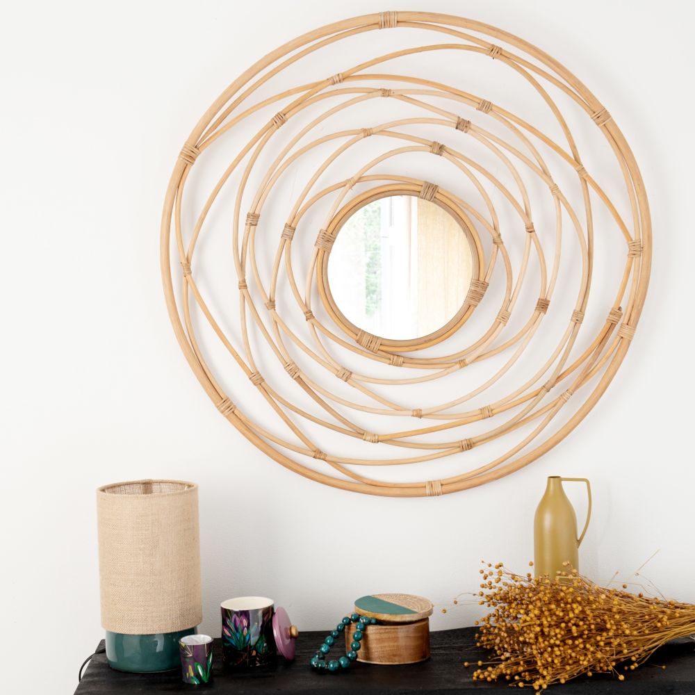 Miroir en rotin beige D81 Miroir en rotin beige D81