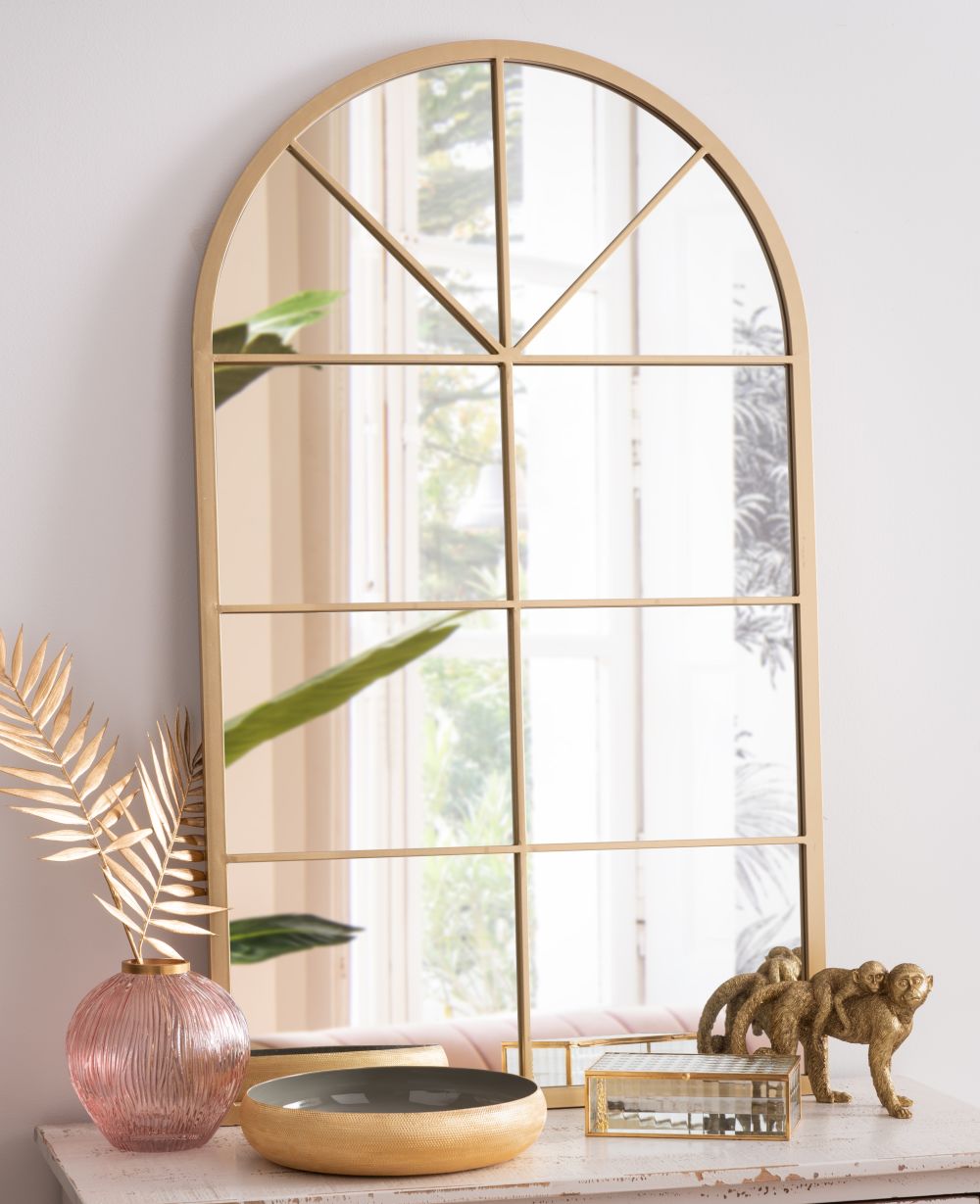 Miroir fenÃªtre en mÃ©tal dorÃ© 65x110