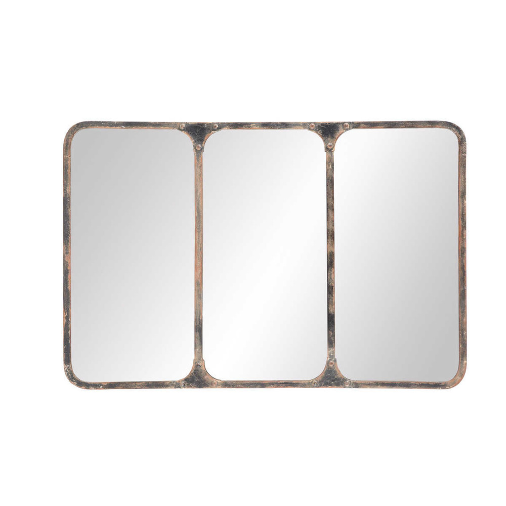 Miroir industriel en métal noir 106x72