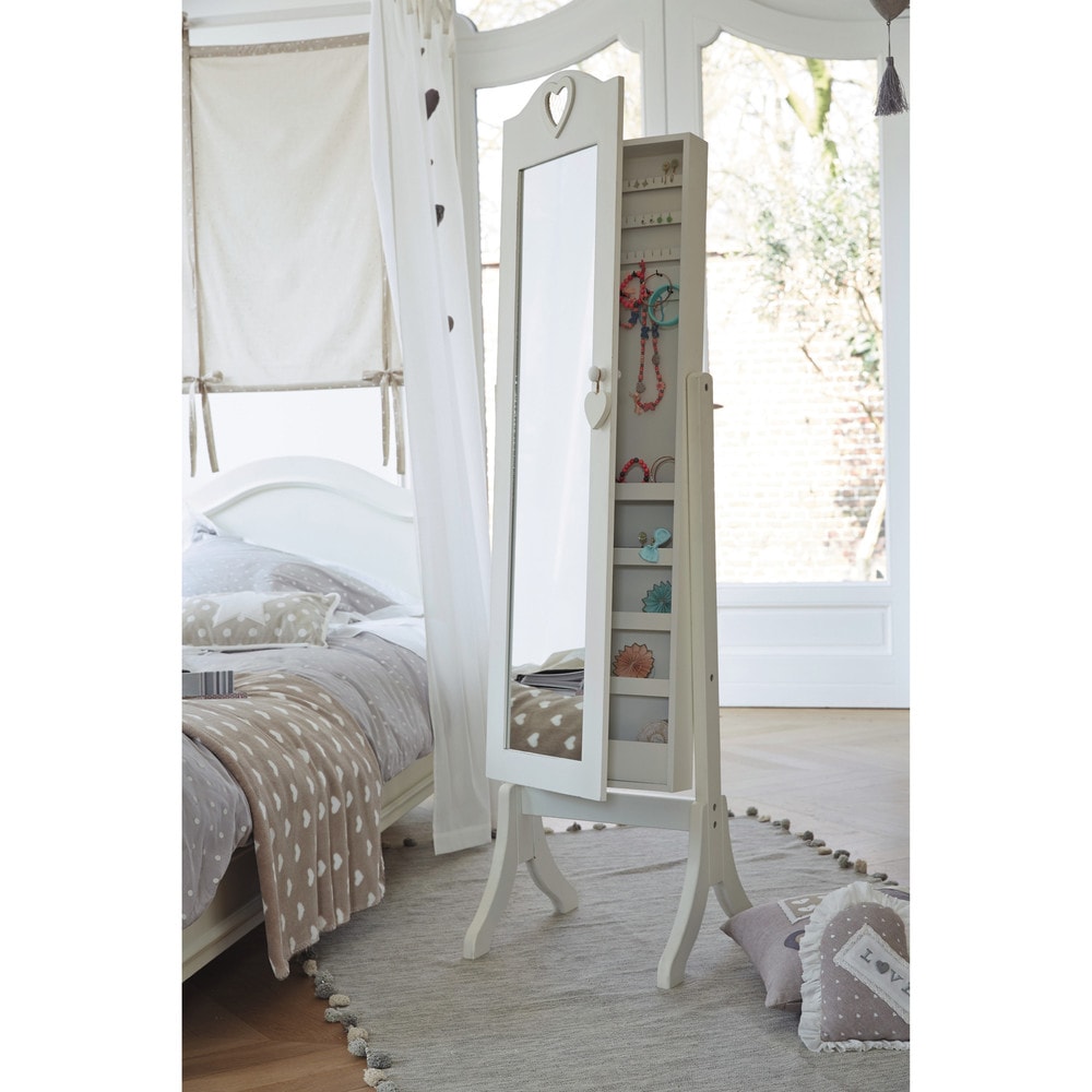 Miroir psyché avec rangement blanc 42x160 (photo) Miroir psyché avec rangement blanc 42x160