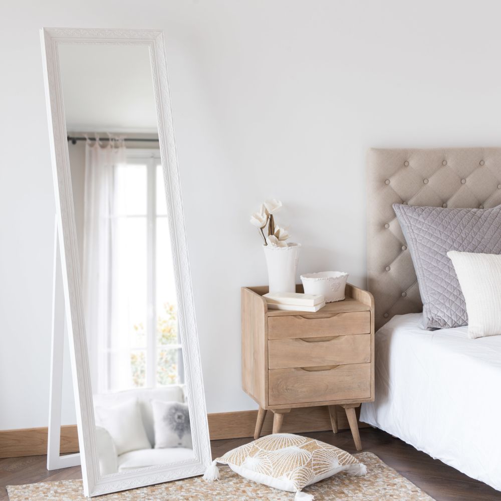 Miroir psychÃ© en paulownia blanc 50x170