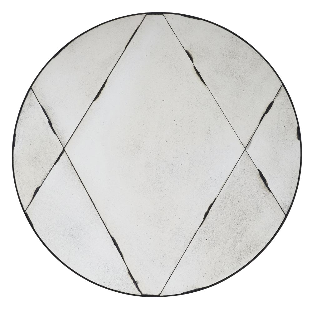 Miroir rond effet vieilli en mÃ©tal noir D100