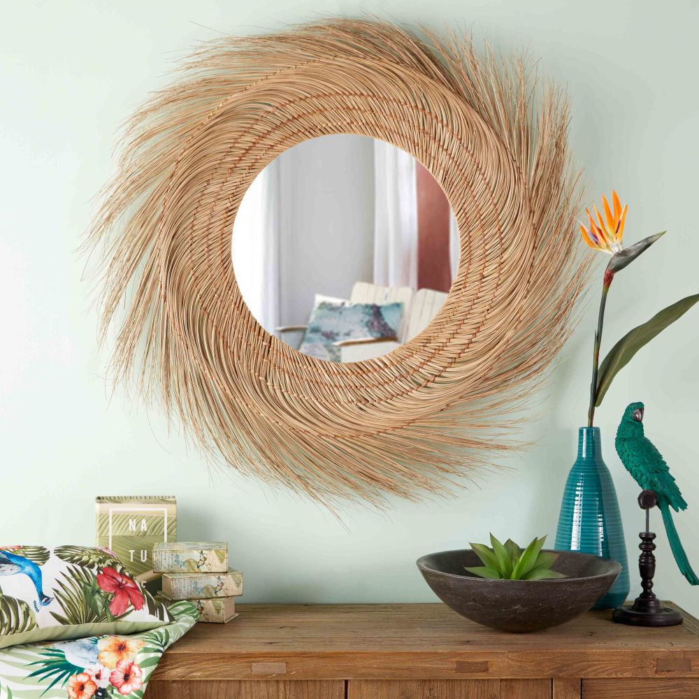 Miroir rond en fibre de coco D110 Miroir rond en fibre de coco D110