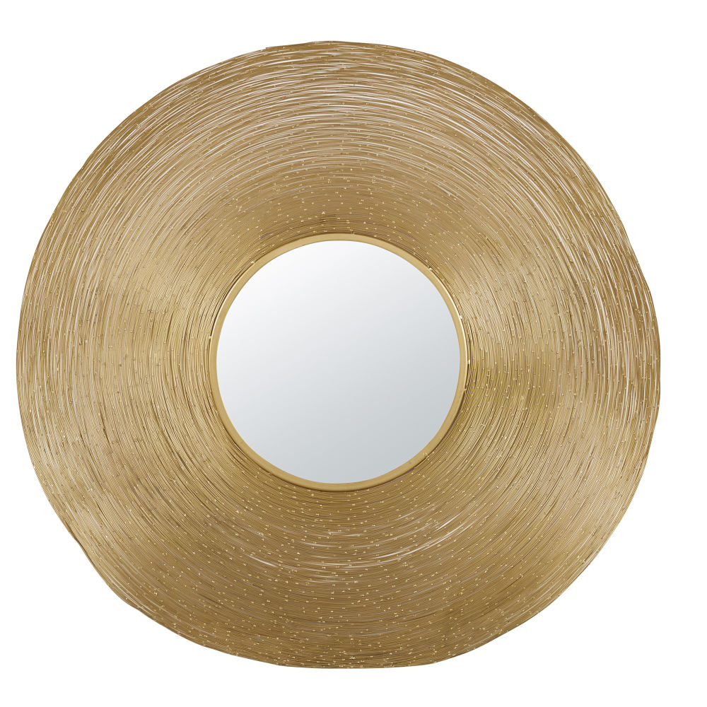 Miroir rond large, encadrement en métal doré D98