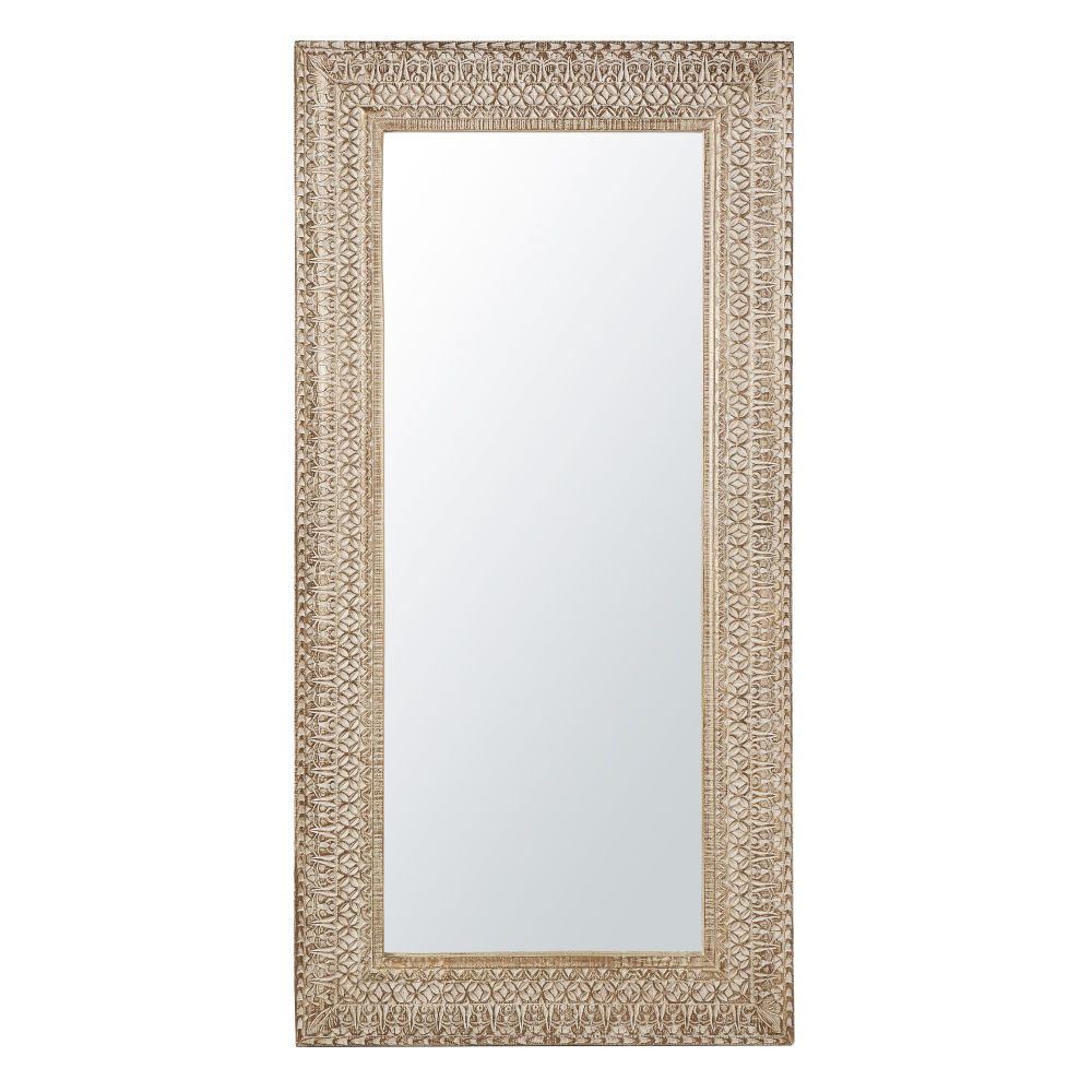 Miroir sculpté blanchi 91x183