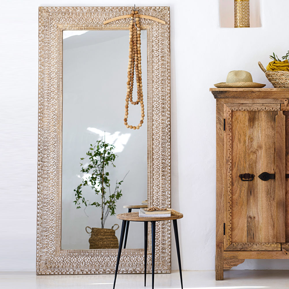 Miroir sculpté blanchi 91x183 Miroir sculpté blanchi 91x183