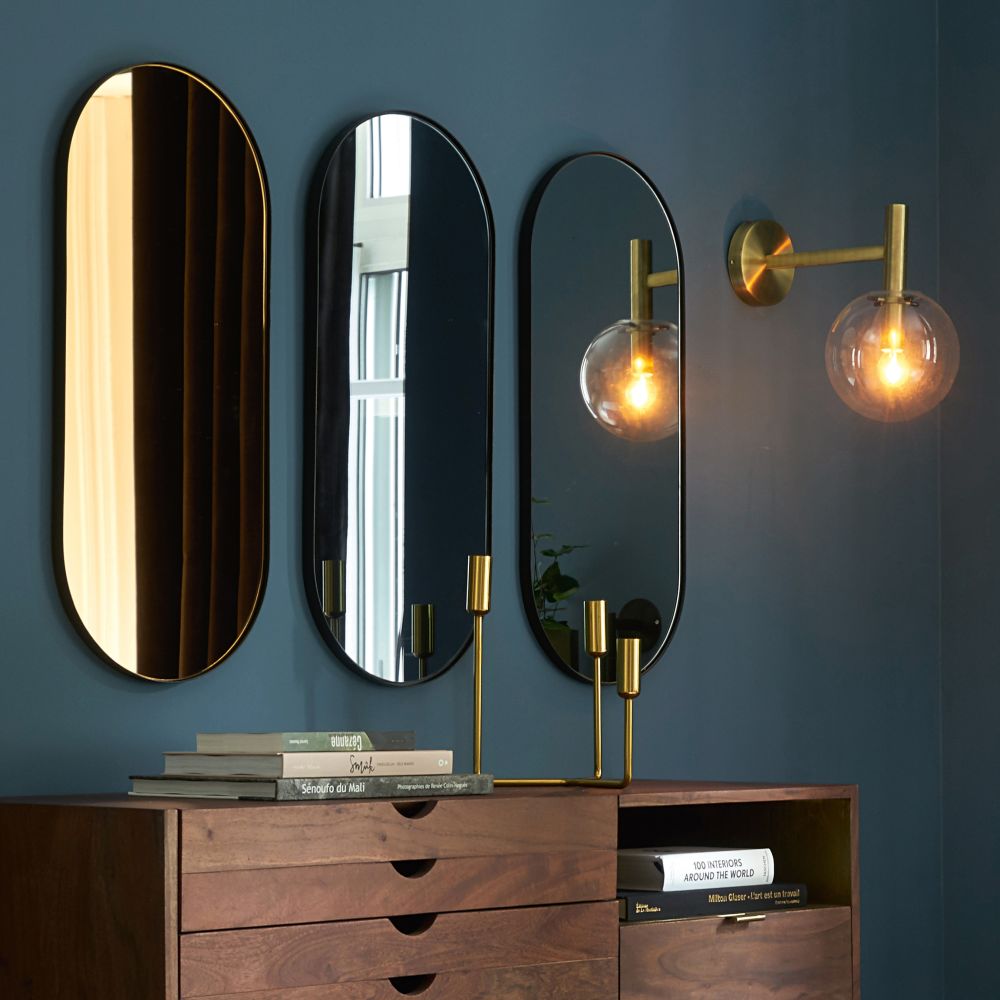 Miroirs en mÃ©tal noir (x3) 30x70