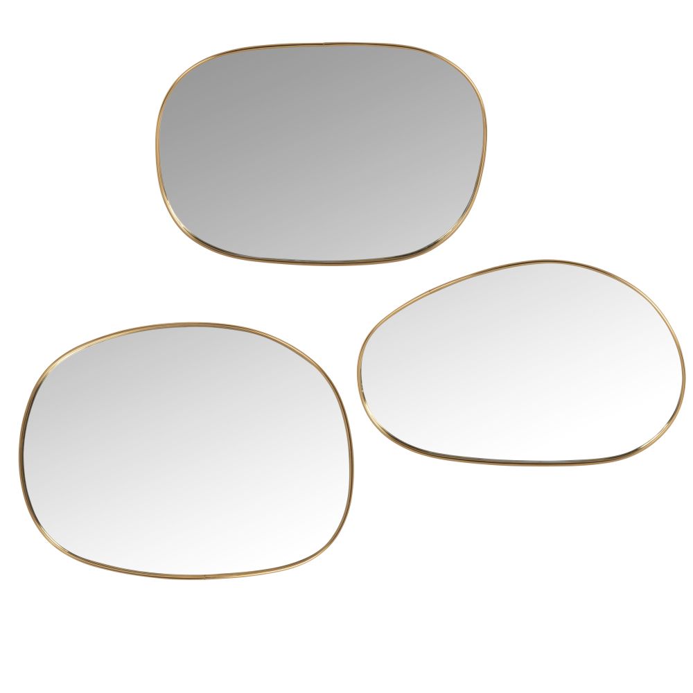 Miroirs ovoïdes dorés (x3) 31x40