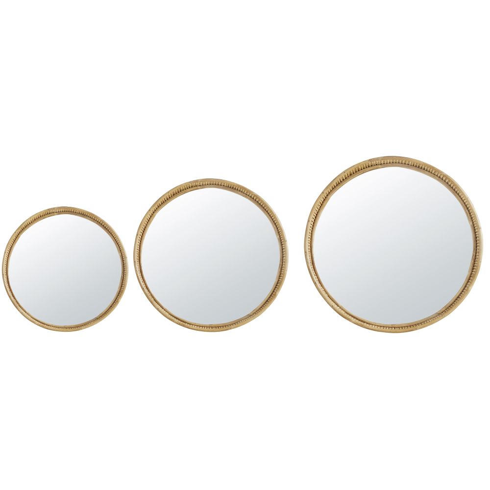 Miroirs ronds en bambou beige (x3)