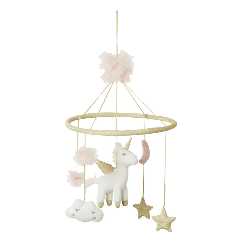 Mobile bébé licorne rose et doré (photo) Mobile bébé licorne rose et doré