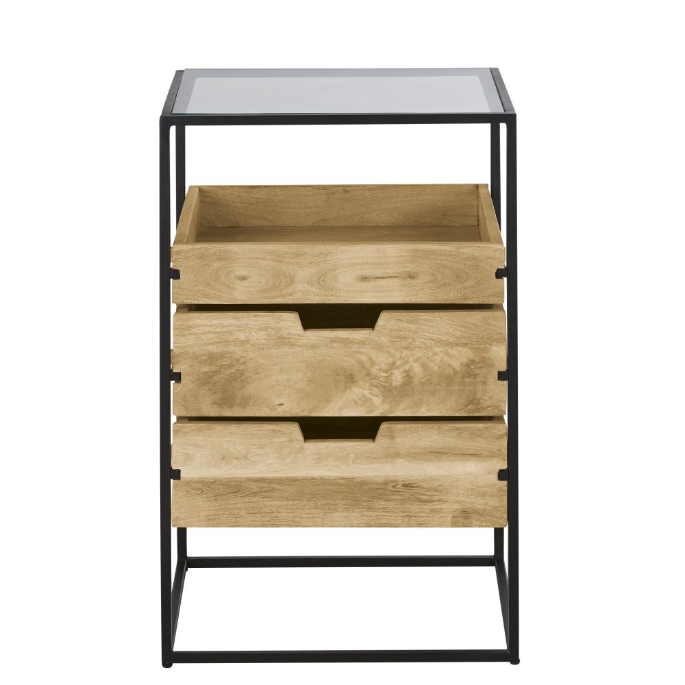 Mobile portaoggetti professionale in metallo, vetro e mango massello, 50 cm - Modello Contemporaneo - - Metallo - Maisons du Monde