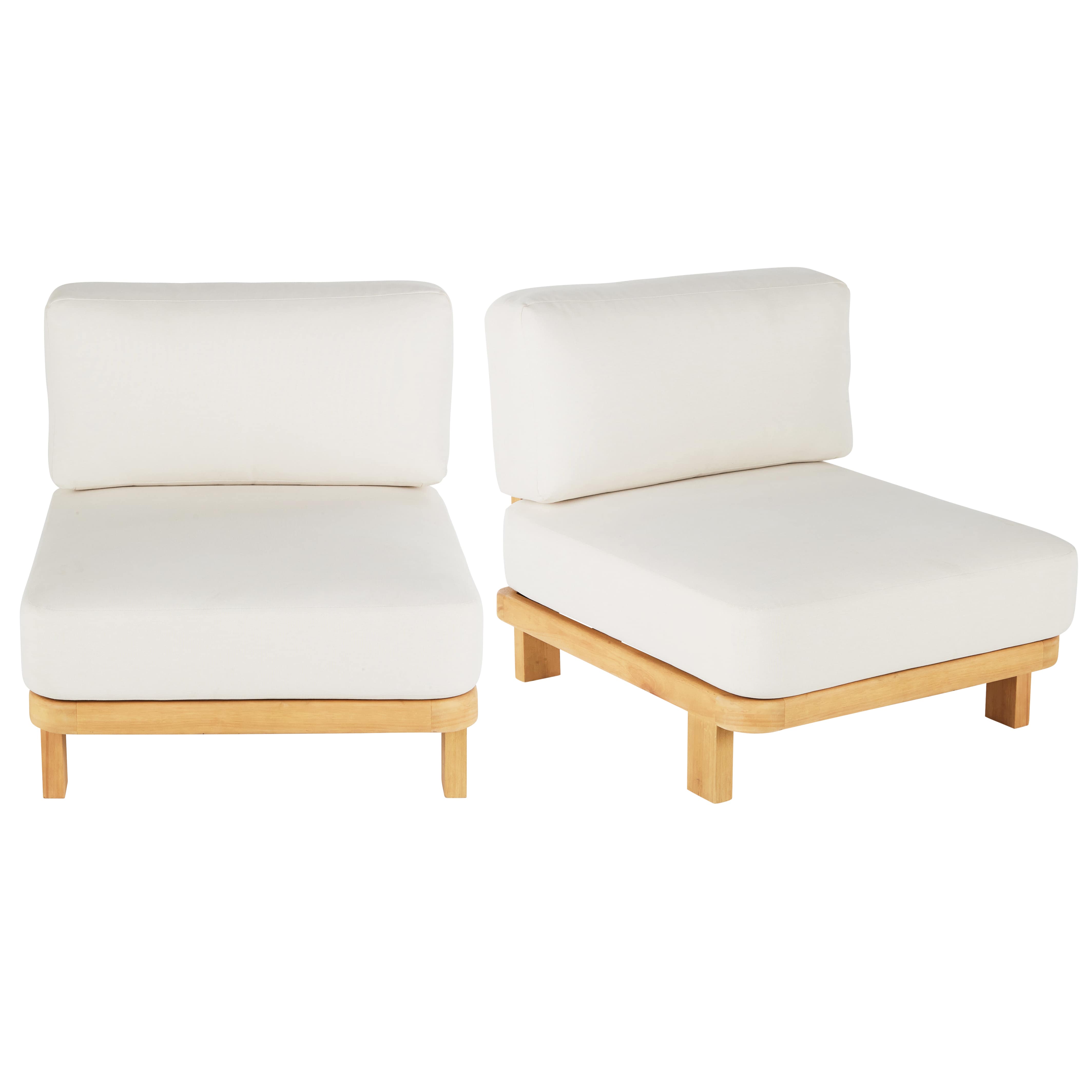 Módulos para sofá profesionales de exterior de madera de eucalipto y poliéster reciclado color crudo (x2) Estilo marinero Madera Maisons du monde