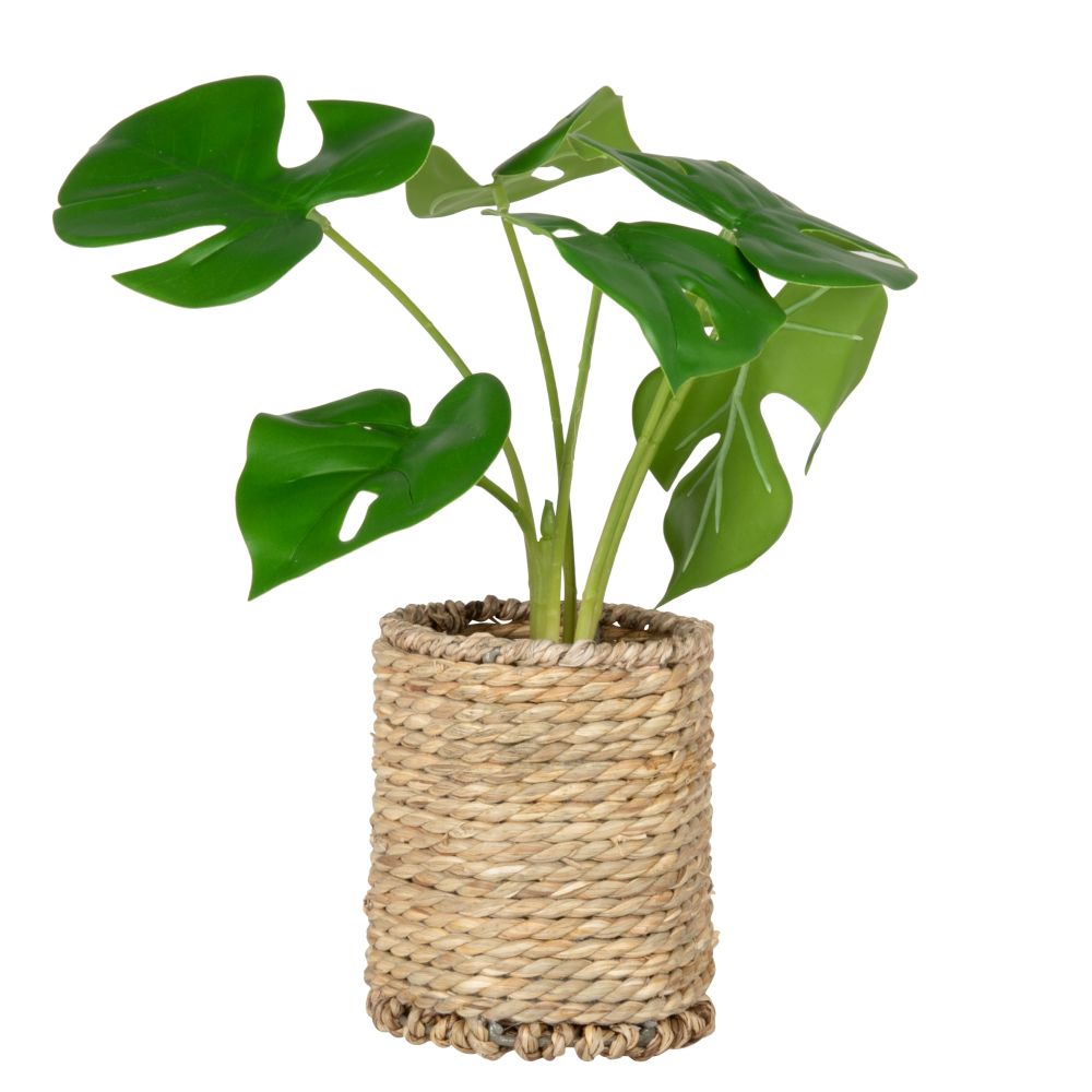 Monstera artificielle et pot en rotin Monstera artificielle et pot en rotin