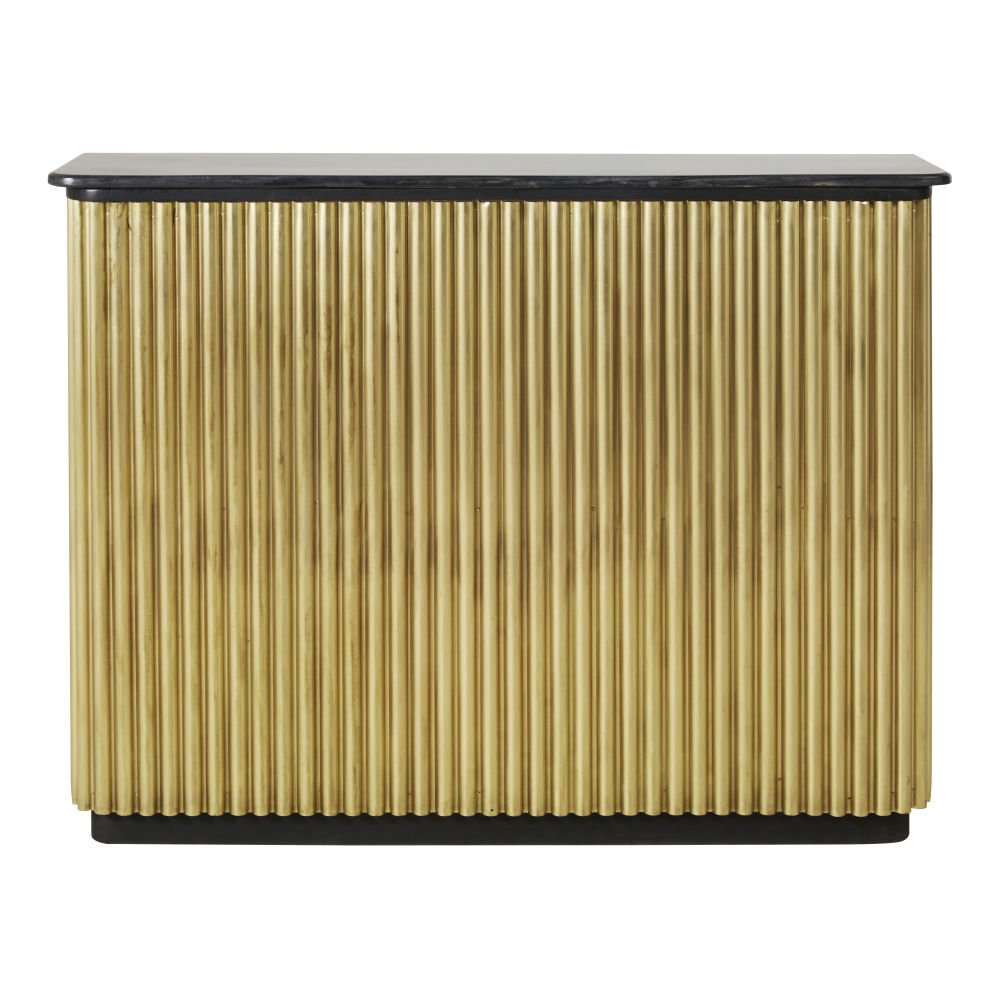 Mostrador profesional de metal ondulado color latón y piedra negra Estilovintage Dorado Metal Maisons du Monde