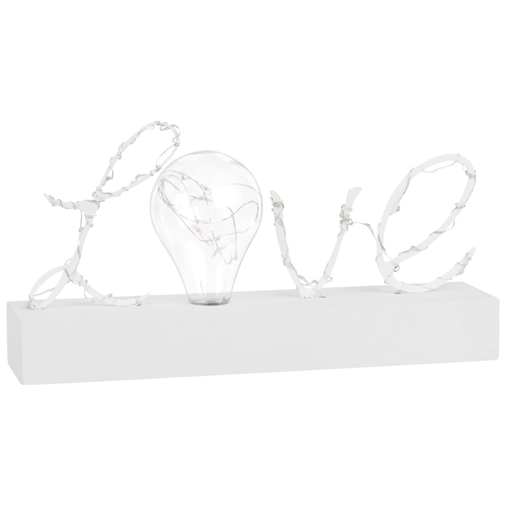 Mot lumineux en métal blanc avec ampoule (photo) Mot lumineux en métal blanc avec ampoule
