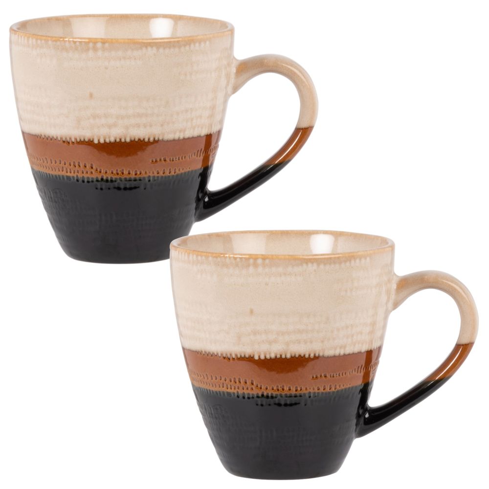 Mug en faïence crème, marron et grise Mug en faïence crème, marron et grise