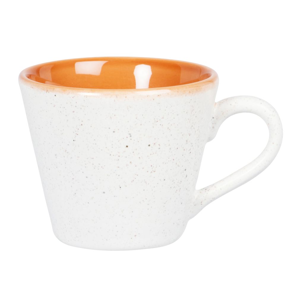 Mug en grès beige et orange