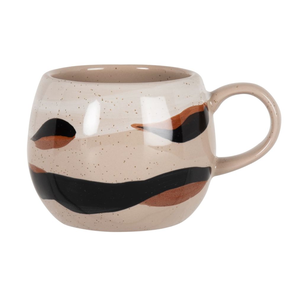 Mug en grès beige, gris et terracotta Mug en grès beige, gris et terracotta